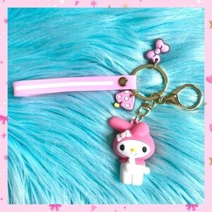 My Melody Pink Kawaii Wristlet Charm Keychain